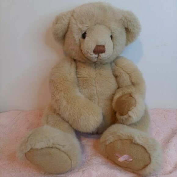Dakin Applause Pink Ribbon Breast Cancer Teddy Bear Tan Susan 2nd edition plush - Picture 1 of 7